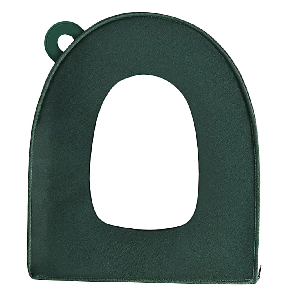 

1Pcs Waterproof Toilet Seat Cushion Dark Green Universal Zipper Warm Closestool Pad Home Bathroom Mat