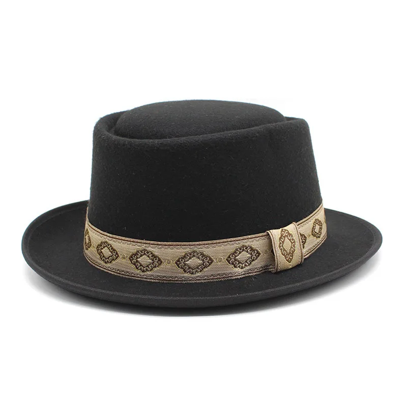 Dome Hat Men S Woolen Billycock Gentlemen S Hat European And American Hat British Retro Flat Top Hat