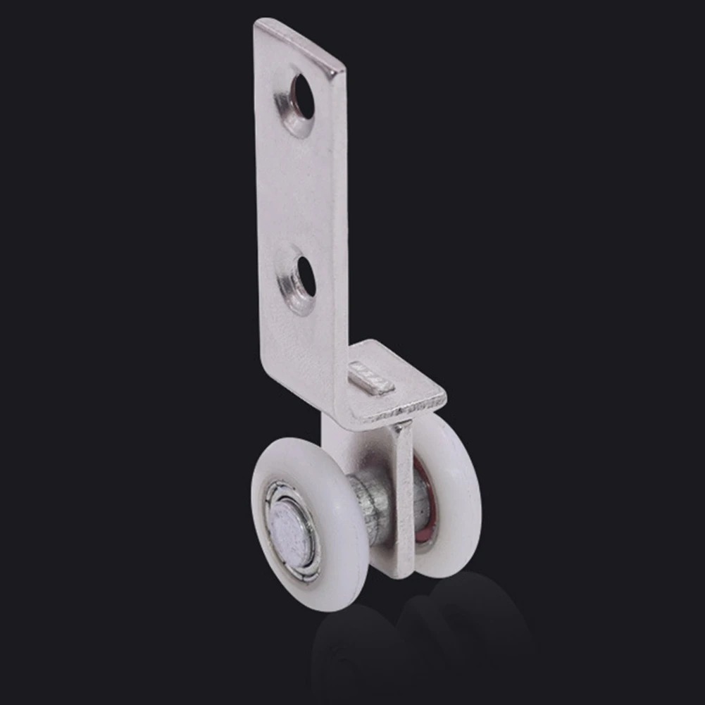 10Pcs Bend Pipe Metal Bearing Pulley Block with Two Plastic Wheel for Sliding Door Window Cabinet