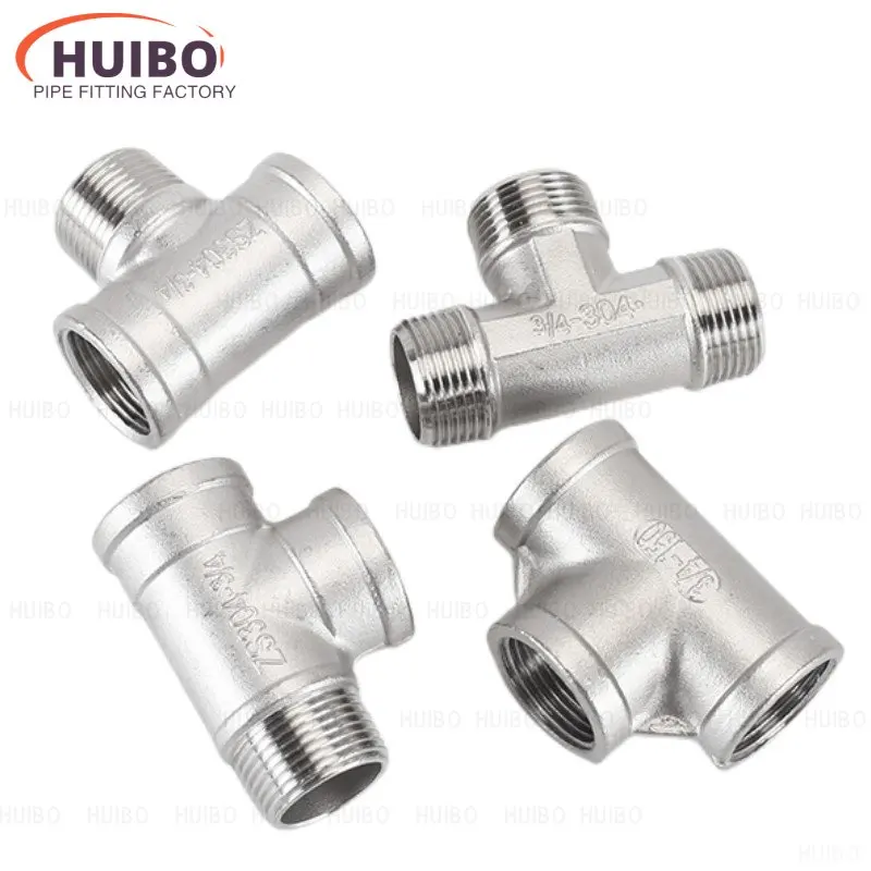 Conector de rosca macho e fêmea, 3 Way Tee, T Pipe Fitting, 304 adaptador de aço inoxidável, 1 BSP Rosca, Unite, 1/4 \