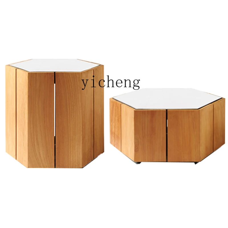 Xl Outdoor Solid Wood Tea Table Hexagonal Model Room Sofa Teak Shaped Small Table