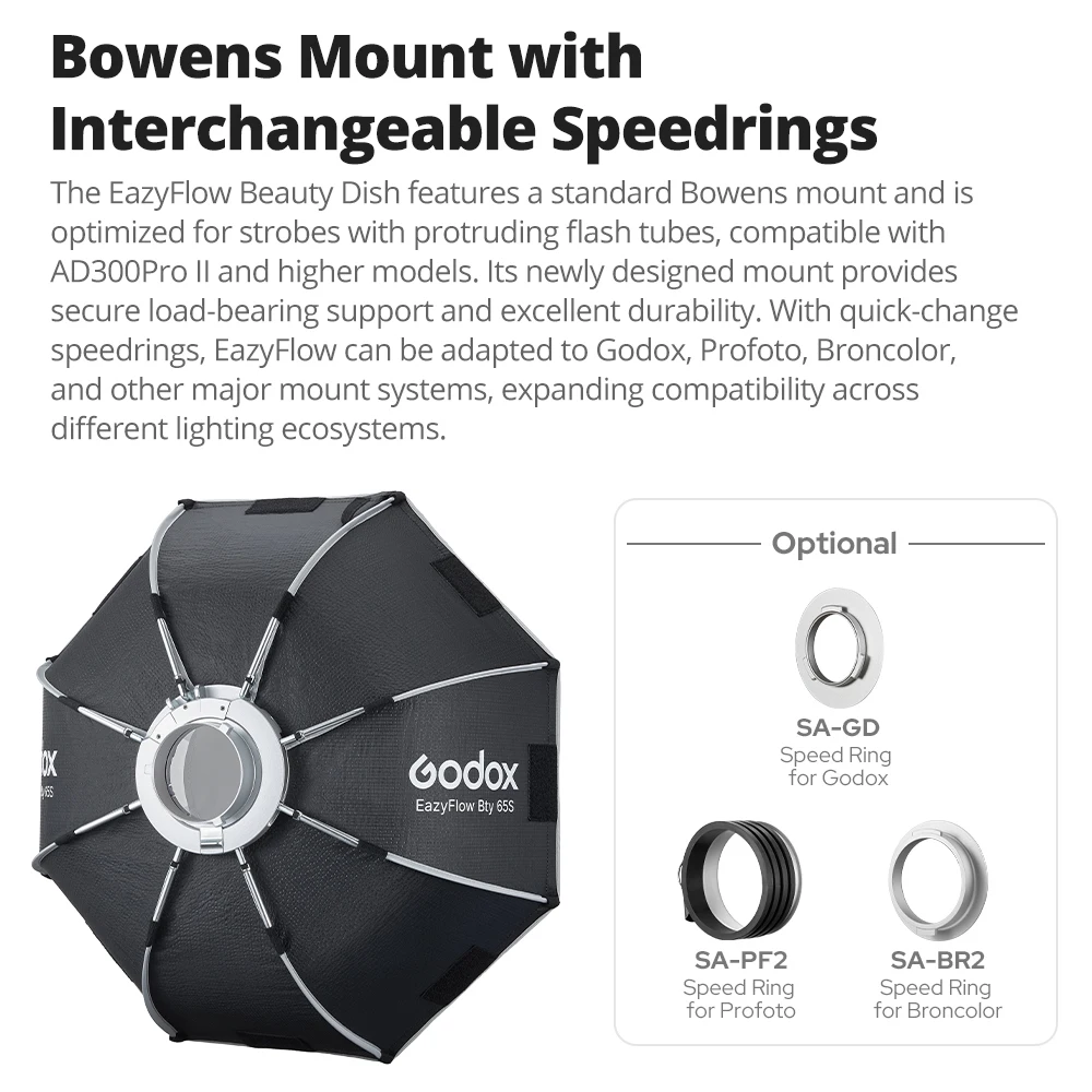 Godox 65cm 85cm EazyFlow Beauty Dish Quick-Open Bowens Mount Softbox Light Box For Photography Studio Flash LED Light