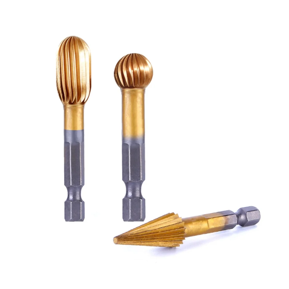 Rotary Rasp Drill Bit Set with Hex Shank for Steel Milling Filing Shaping and Grinding Burrs 5 Pieces for Drills