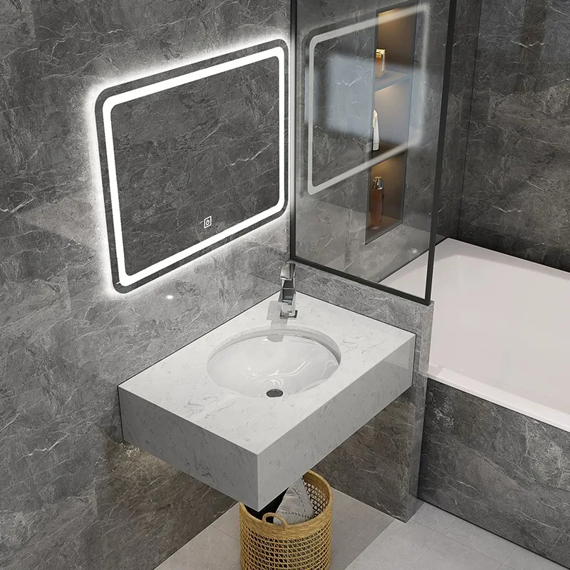 Homestay Rental Simple Small Apartment Extremely Narrow Wash Basin Wide Wall-mounted Washbasin Bathroom Marble Wash Table