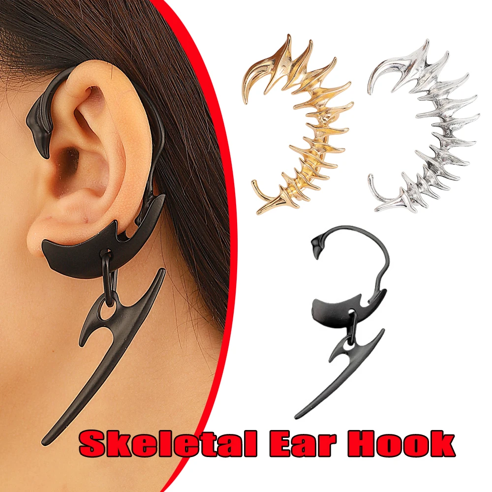 Steampunk Cyberpunk Ear Cuff Spine Thorn Bone Ear Clip No Piercing Alternative Design Gothic Jewelry Ear Crawler Party Ornaments