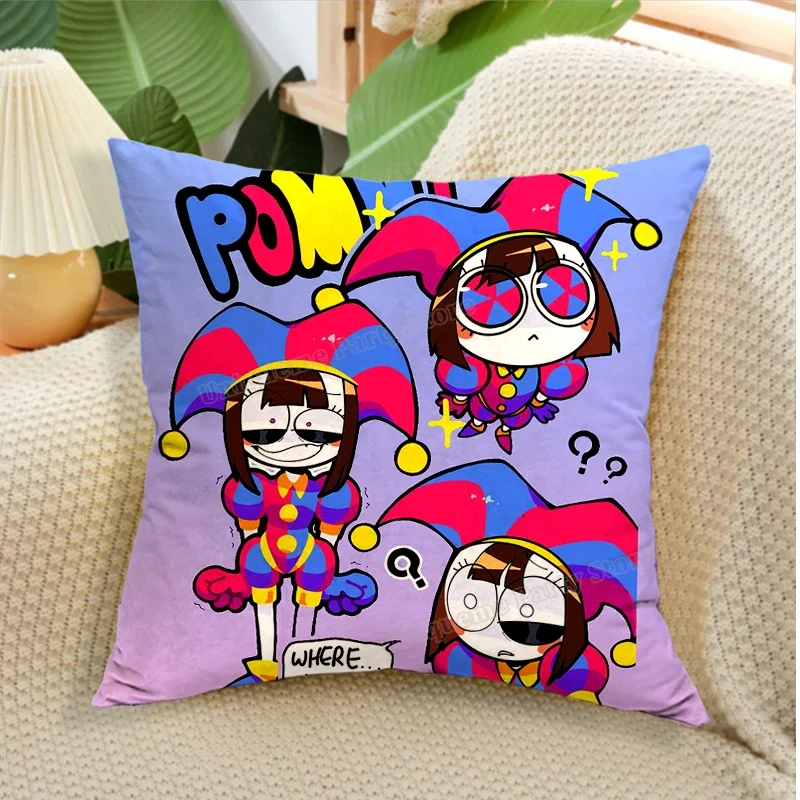 The Amazing Digital Circus Throw Cushion Cover 45*45 Pomn Jax Plush Square Pillow Case for Living Room Car Sofa Pillow Case Gift