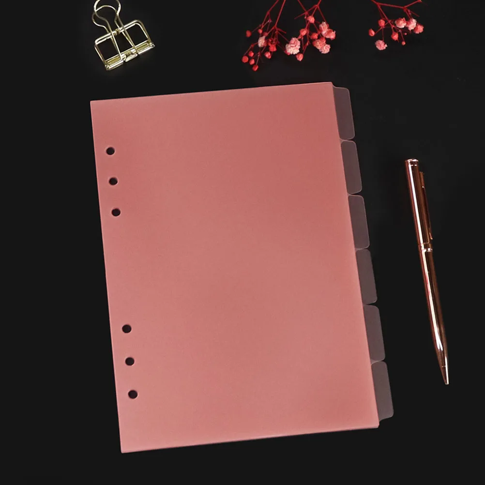

6 Sheets Plastic Tab Dividers Binder Paper Dividers for A5 Ring Binder with Tabs Office School Notebook Organizer