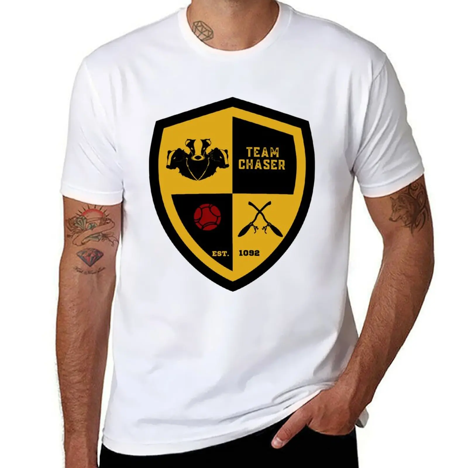 

Team Chaser Yellow and Black Badger T-Shirt man t shirts for men cotton t shirt pack T-Shirt