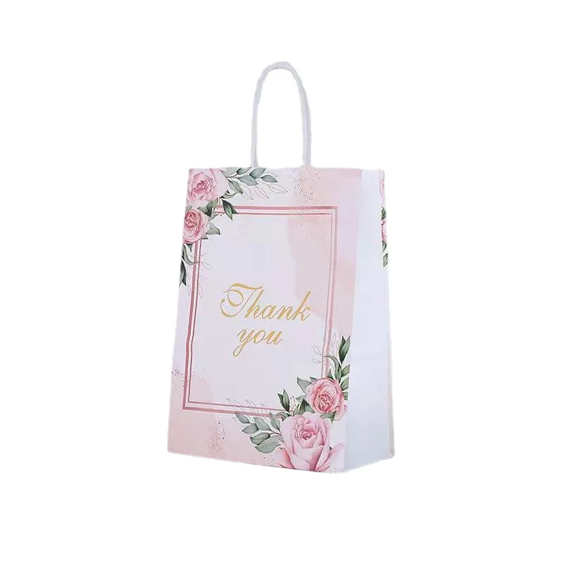 12/24/48pcs Kraft Paper Bags Thank You Portable Gift Bag Wedding Candy Chocolate Packaging Christmas Birthday Favors Party Decor