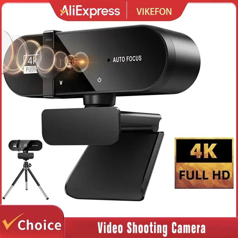 

Веб-камера 4K, мини-камера 1080P, веб-камера 2K Full HD с микрофоном, 30 кадров в секунду, USB-веб-камера для автофокуса, ПК, ноутбука, видеосъемки
