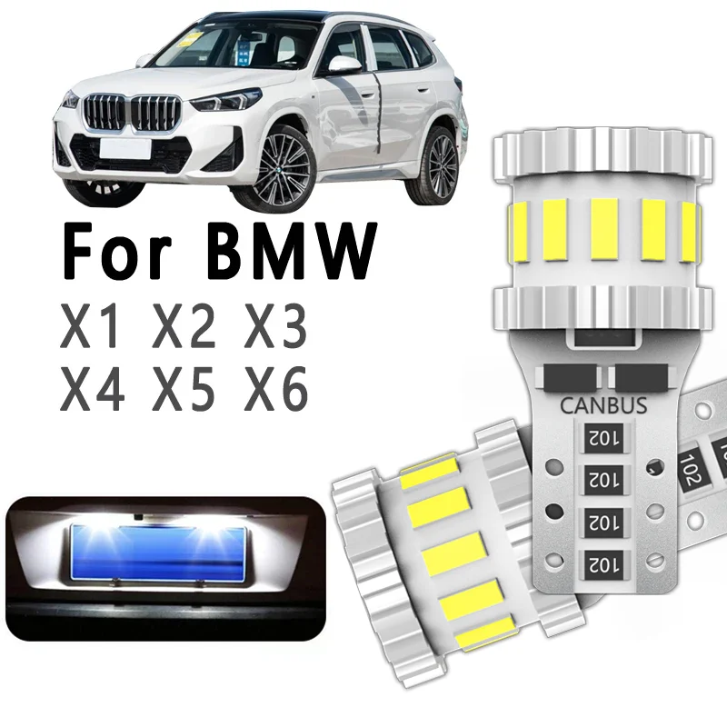 

2Pcs T10 LED License Plate Bulbs Parking Lamp For BMW X1 E84 F48 X2 F39 X3 E83 F25 X4 F26 X5 E53 E70 X6 E71 Car Interior Lights