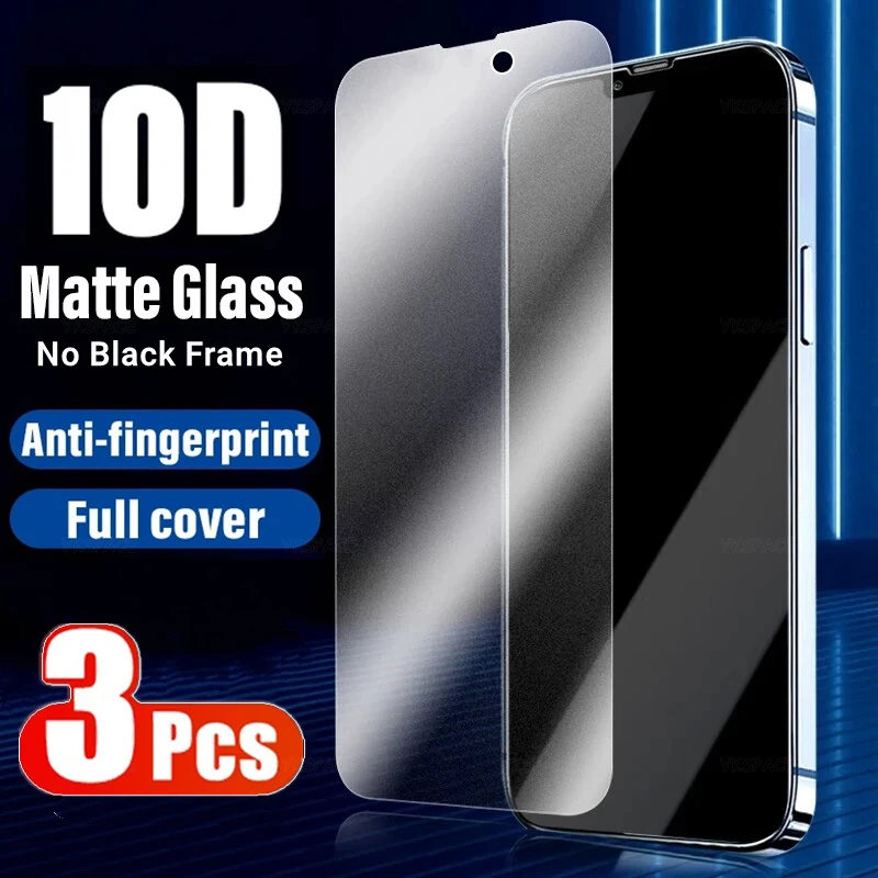 

3Pcs Matte Anti Fingerprint Frosted 9H Tempered Glass for iPhone X Xs XR 11 12 13 mini 14 15 16 Pro Max Plus Screen Protector