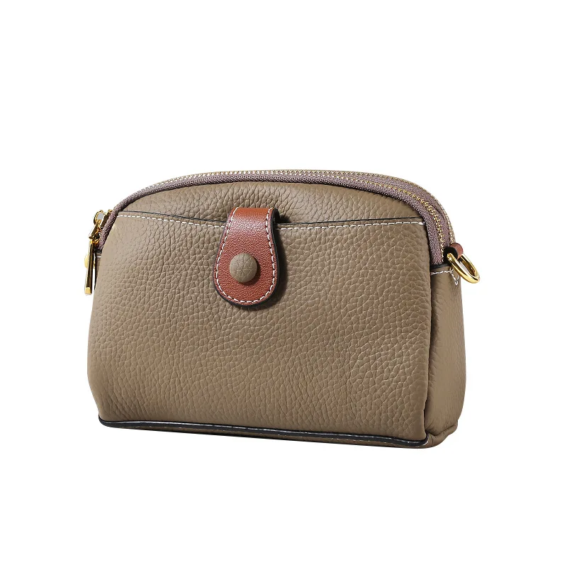 

Mini Cowhide Leather Crossbody Bag Lightweight Small Horizontal Mobile Phone Purse Versatile Single Shoulder Messenger Bag