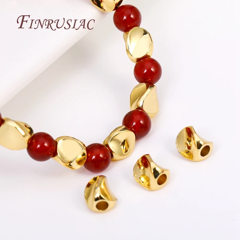 18 Karat vergoldete Twist-Perlen, unregelmäßig facettierte Spacer-Perlen, Messing-Metall perlen für DIY-Halskette Armband Schmuck herstellung – Detail 7