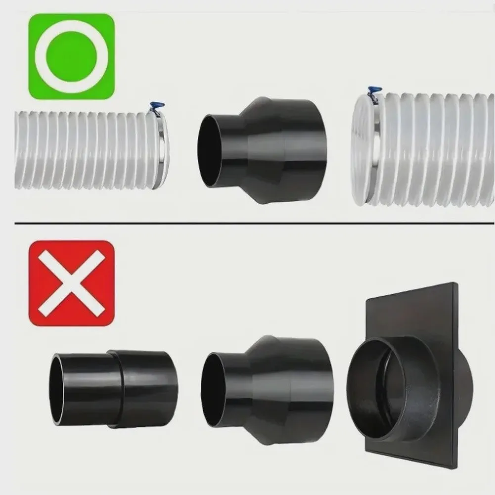 Vacuum Hose Reducer Fitting in Robust Plastic for Workshop Dust Extraction Units Using 100mm to 63mm and 100mm to 50mm Hoses
