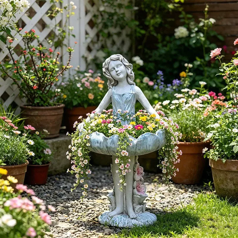 Fairy luxury flower fairy ornament skirt shape flower pot sculpture garden decoration garden ornament outdoor balcony arrangemen