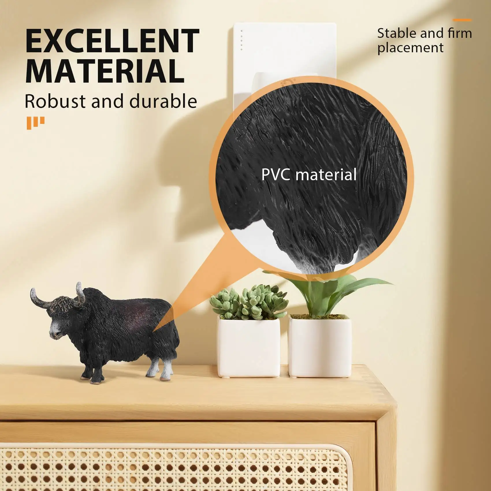 14,5X3,5X8,5 cm figuras de acción clásicas de animales Yak negro ganado toro buey estatuilla Pvc lindo modelo realista juguete caliente