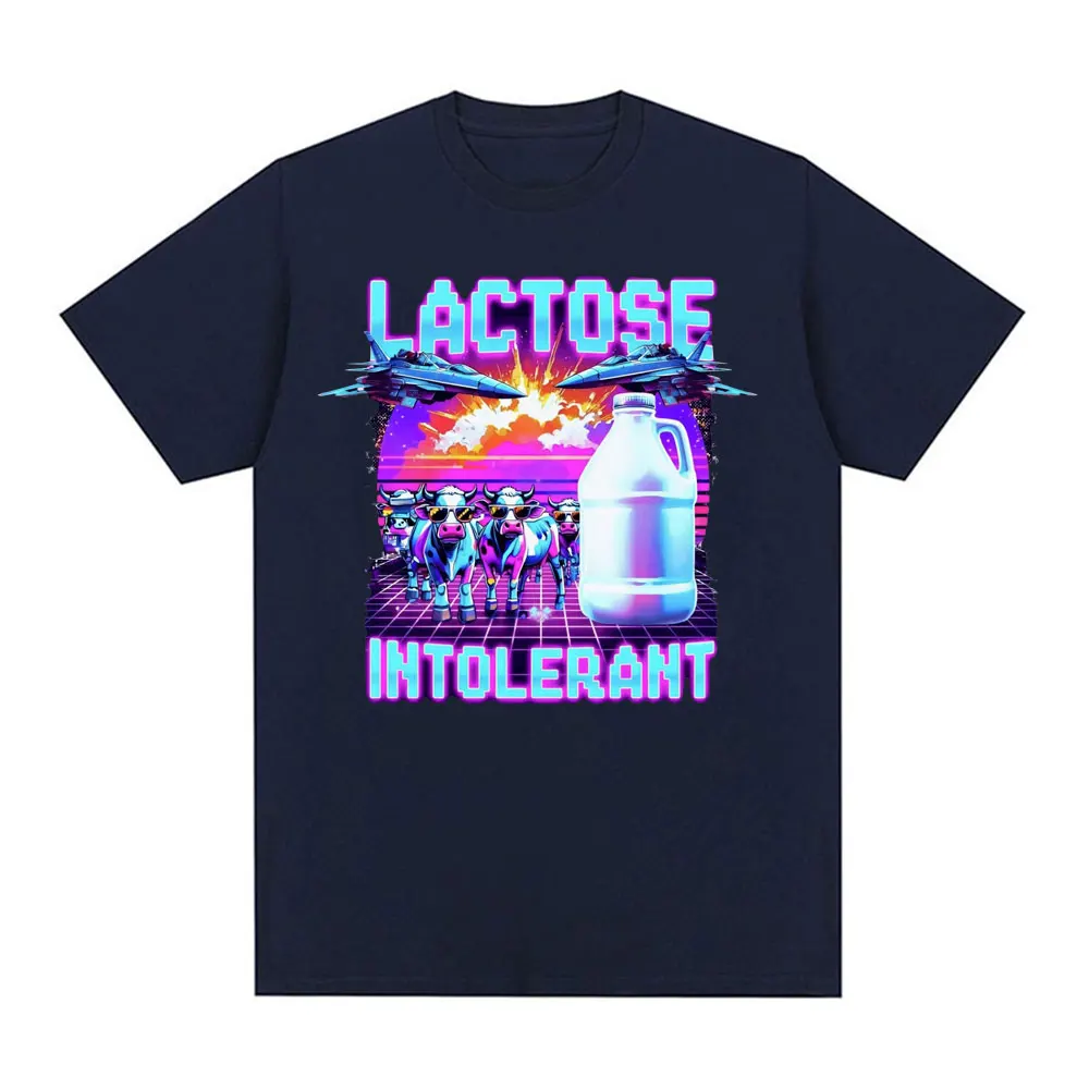 Lactose Intolerant Meme New Graphic T-Shirt Retro Milk 90s Funny T Shirts Men Women Casual 100% Cotton Humor Short Sleeve Tshirt