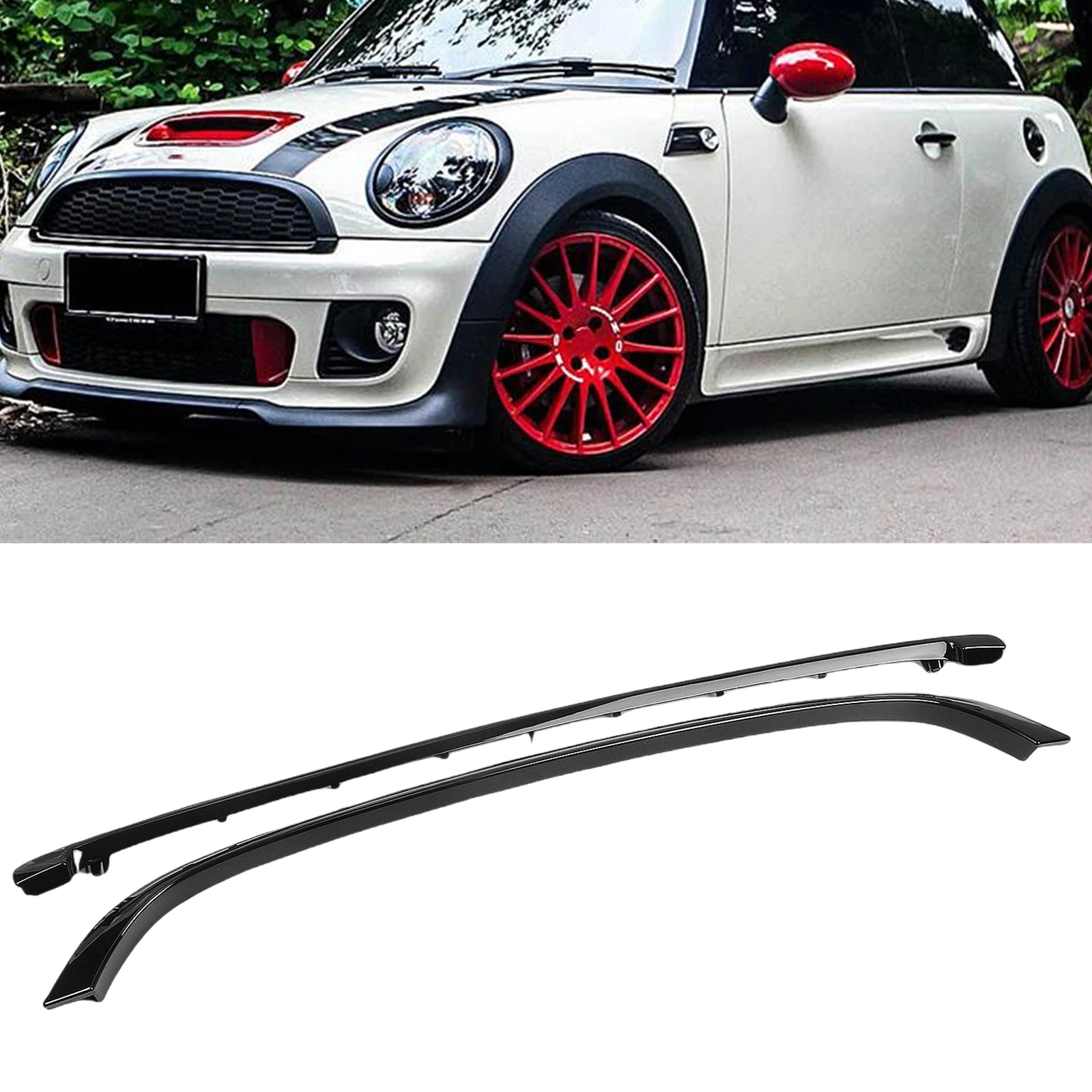 

For MINI R55 R56 R57 R58 R59 2007-2015 JCW Models Gloss Black Car Front Bumper Grille Molding Trim Upper+Lower Hood Grill Frame