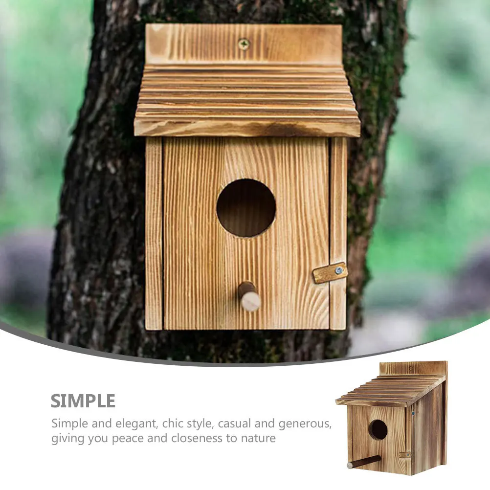

Wooden Bird Breeding Box Natural Handmade Small Hanging Bird Nest for Garden Parakeet Outdoor Decoration Parakeet Nesting House