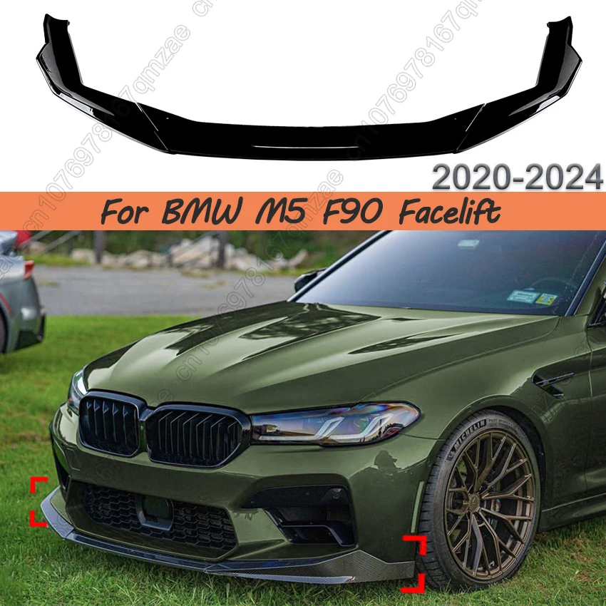 

Gloss Black Car Front Bumper Lip Spoiler Body Kits For BMW 5 Series M5 F90 Facelift 2020-2024 High-quality ABS Body Kits Tuning