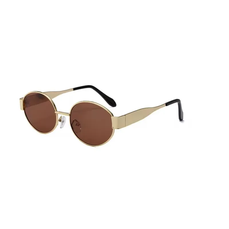 Small Oval Frame Advanced Sunglasses Spicy Girls Street Photo Shades Metal Future Style Eyewear image 6