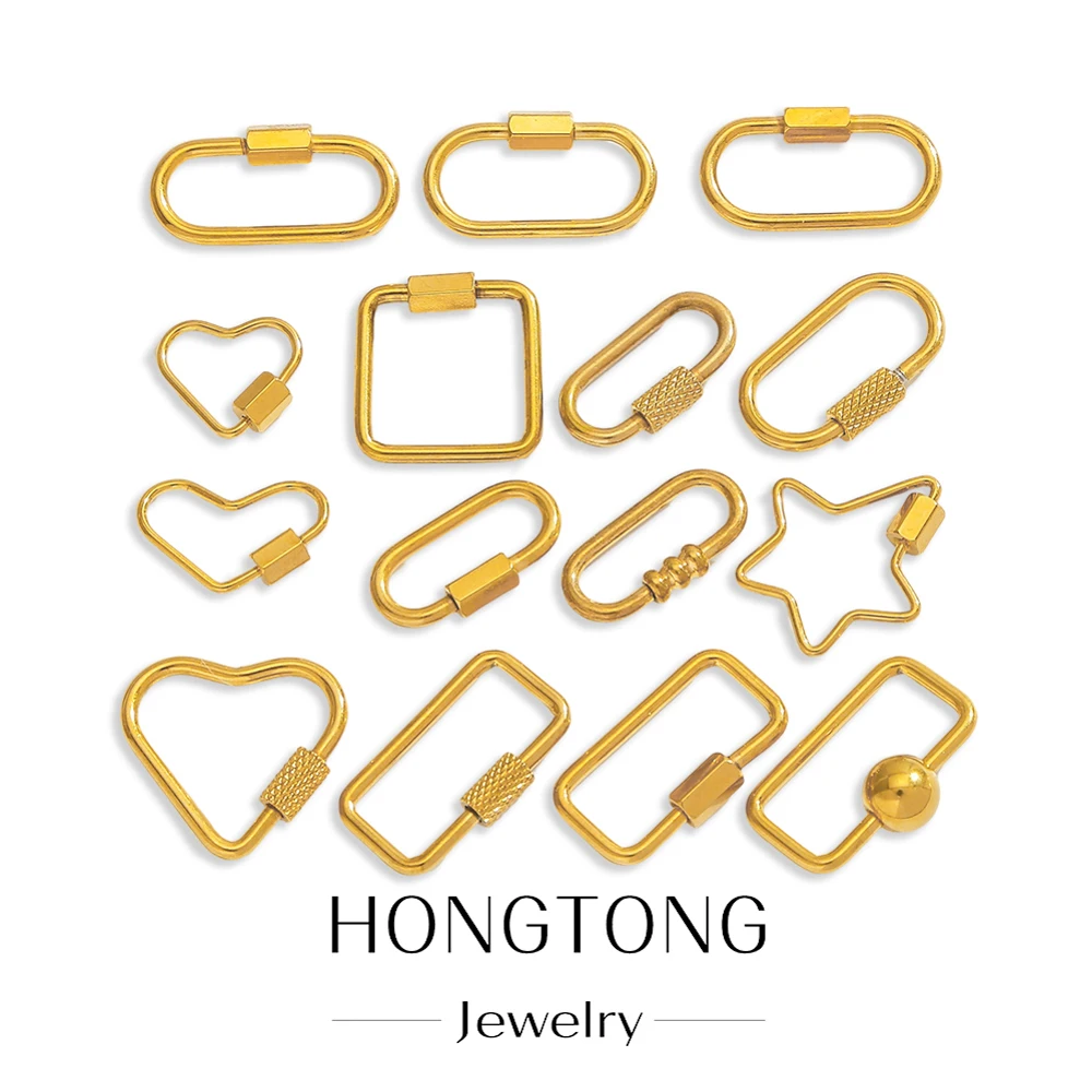 

5pcs Stainless Steel Heart Screw Locks Carabiner Clasps Oval Square Carabiner Clasps for Necklace Keychain DIY Jewelry Making