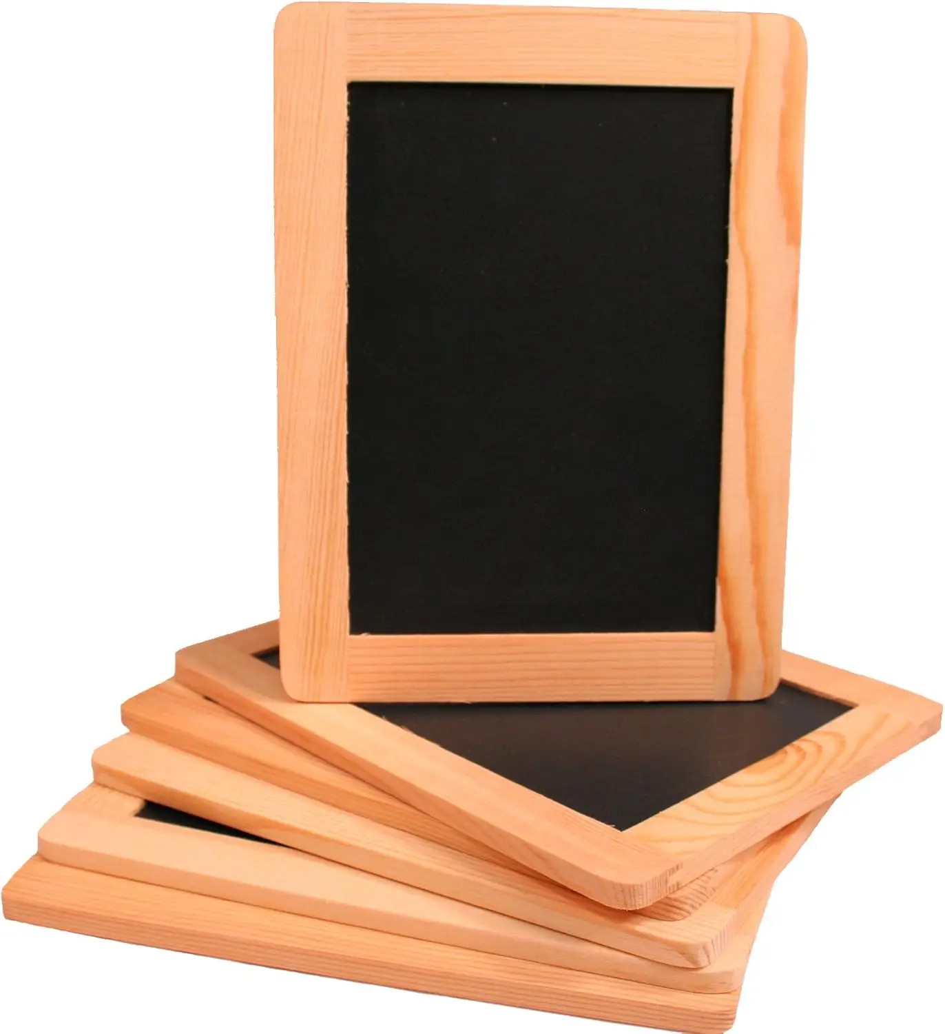 

6 Pack 4x6 Double-Sided Chalkboards with Unfinished Wood Frames, Reusable & Erasable