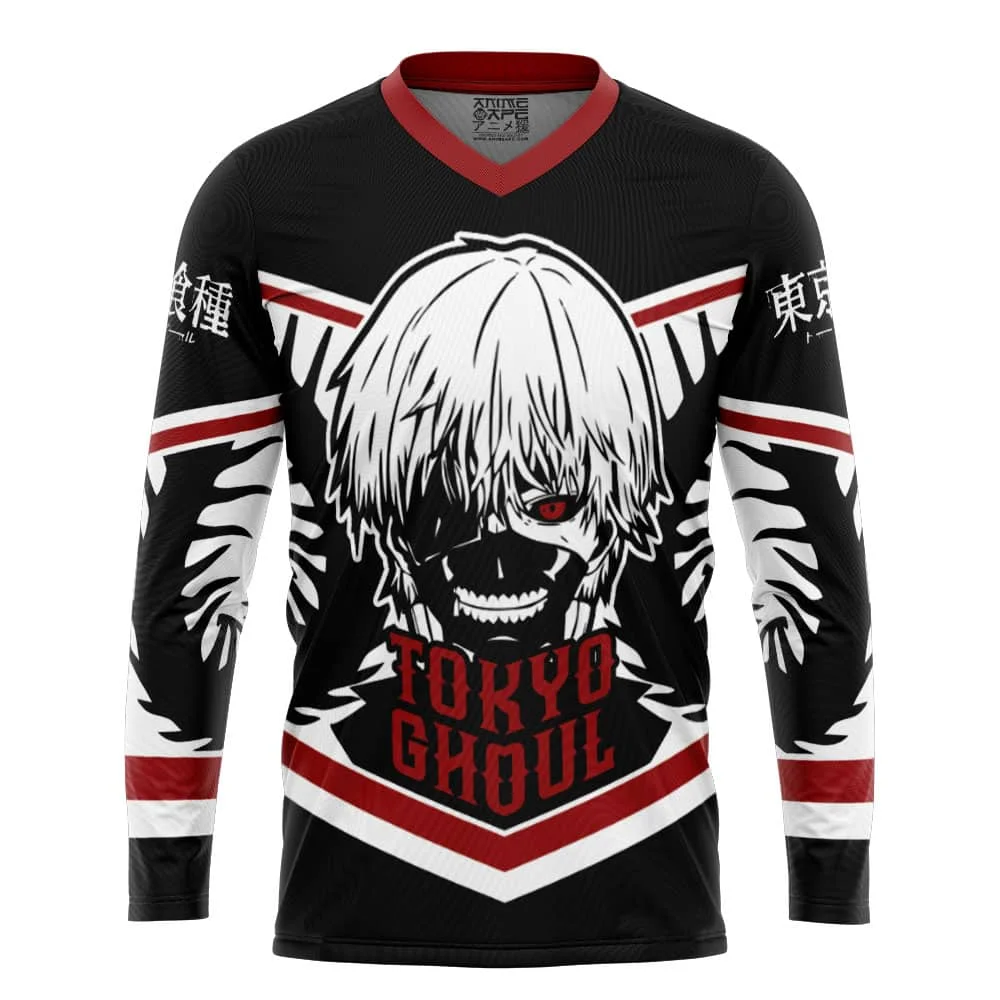 Bandai Dark Cyber Style V Neck Long Sleeve T-Shirt, Striking Graphic Pullover for Hobby Enthusiasts Themed Convention Gatherings