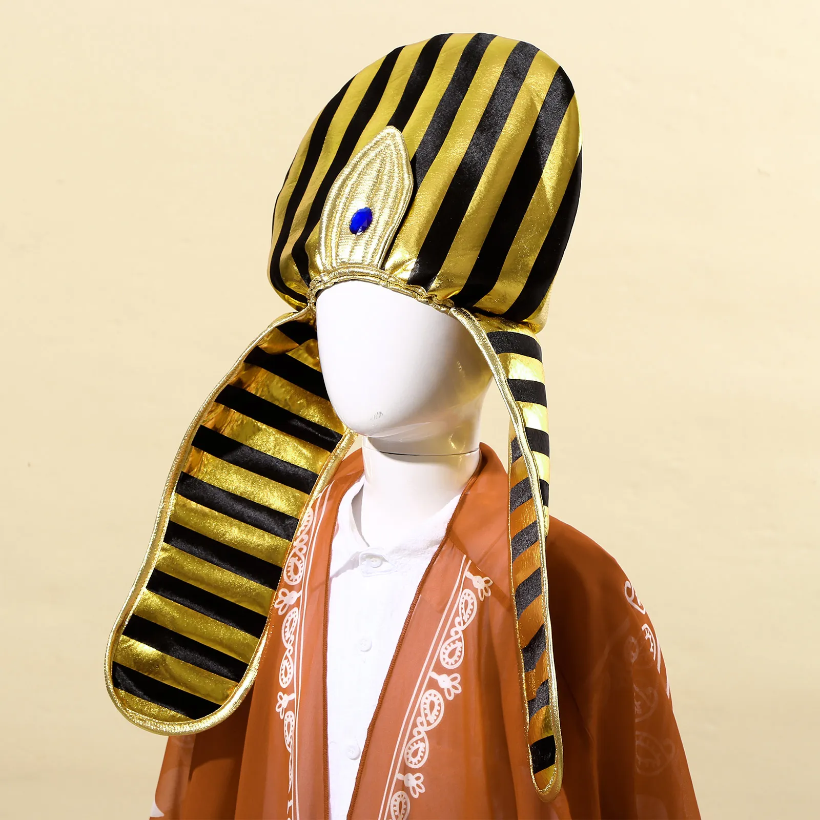 Casquette métallique pharaon de luxe pour garçons, pièce de sauna, chapeau roi égyptien, tête de salle, robe de paupières vintage, cosplay de fête, accessoires de jeu