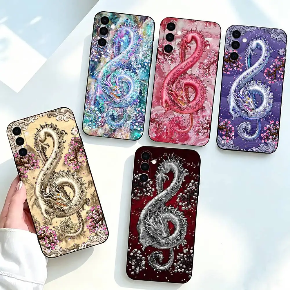 colorful-l d-dragon-n  Phone Case Black Silicone Soft For Samsung Galaxy A73,A72,A71,A70,A53,A52,A51