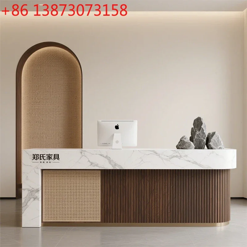 

New Chinese style company, hotel bar shop foot bath reception desk, beauty salon checkout page cabinet9344