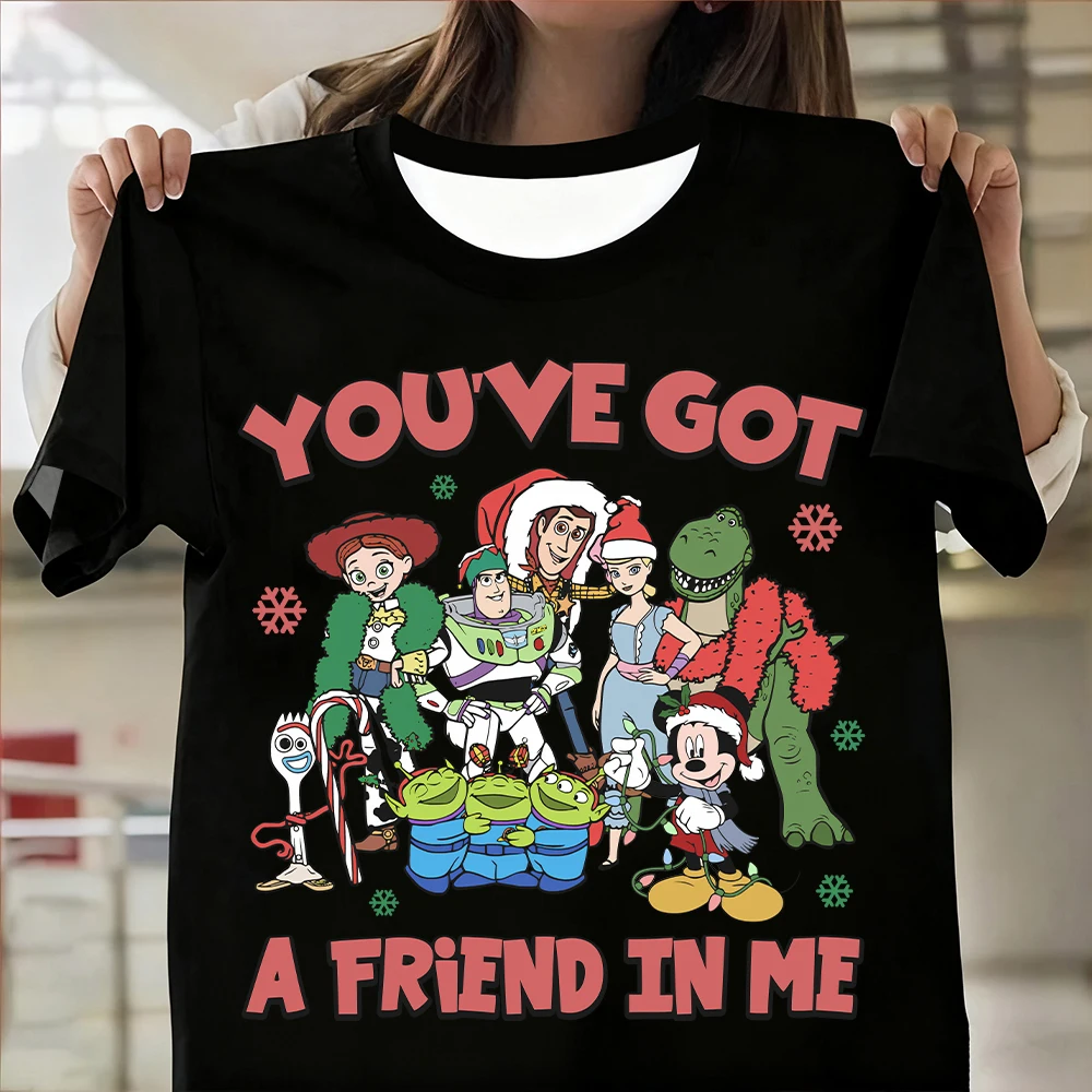 تي شيرت توي ستوري مطبوع عليه عيد الميلاد "آنت حصلت على صديقًا فيي" ملابس نسائية كبيرة الحجم تي شيرت صيفي غير رسمي ملابس خروج #1
