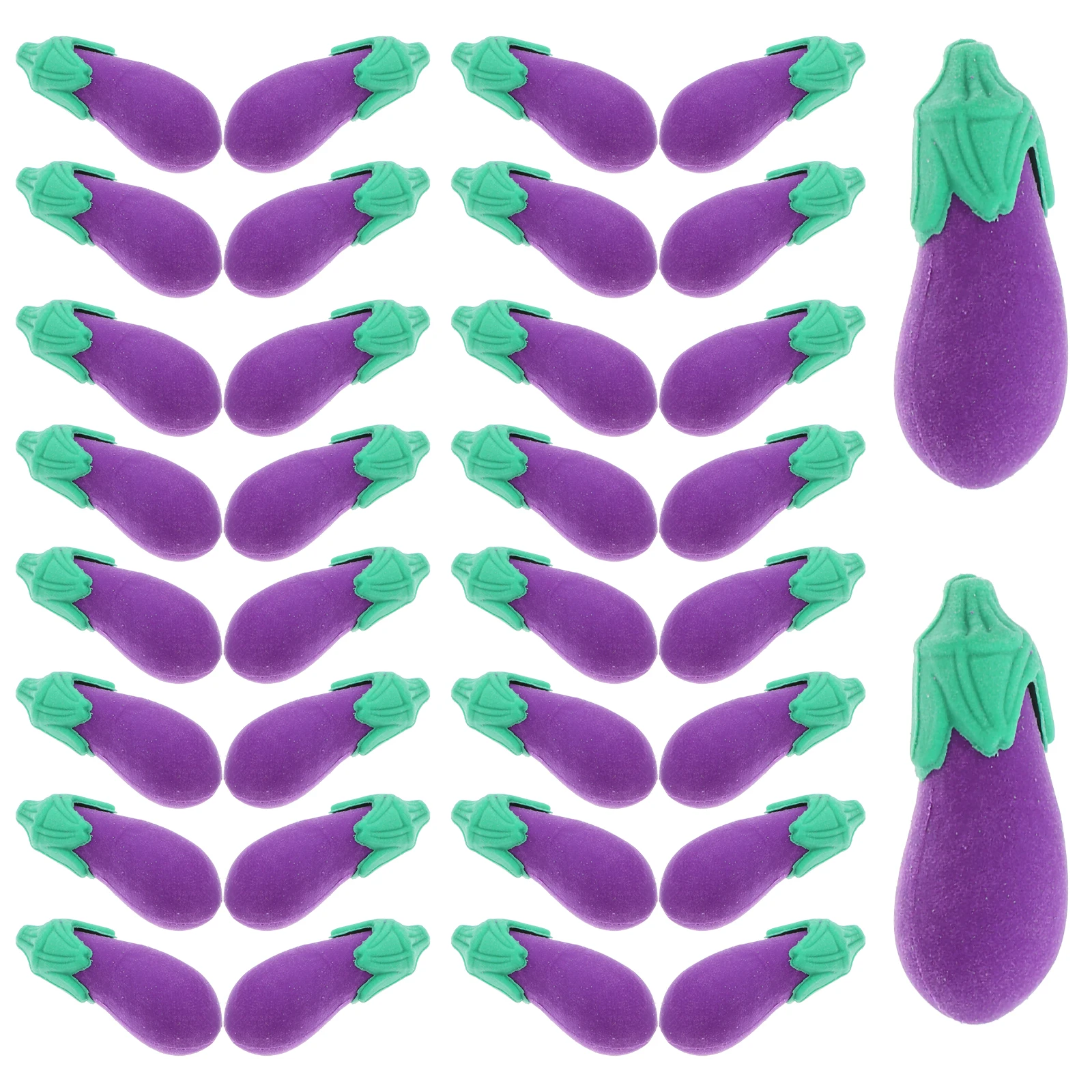 

50pcs Eggplant Novelty Erasers Erasers Mini Flexible Cute Children Rubber Food Pencil Student Novelty School Supplies