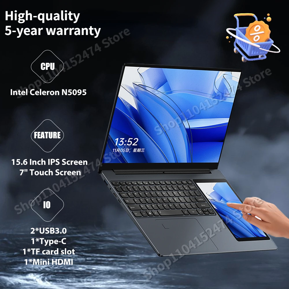 Fashion Dual Screen Laptops 11Th Gen Intel N5095 Processor Ultraslim 15.6