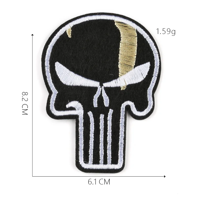 Iron on Punisher Military Skull Embroidered Patches for Clothing Thermoadhesive Patch Stickers on Hippie Clothes Applique Badges