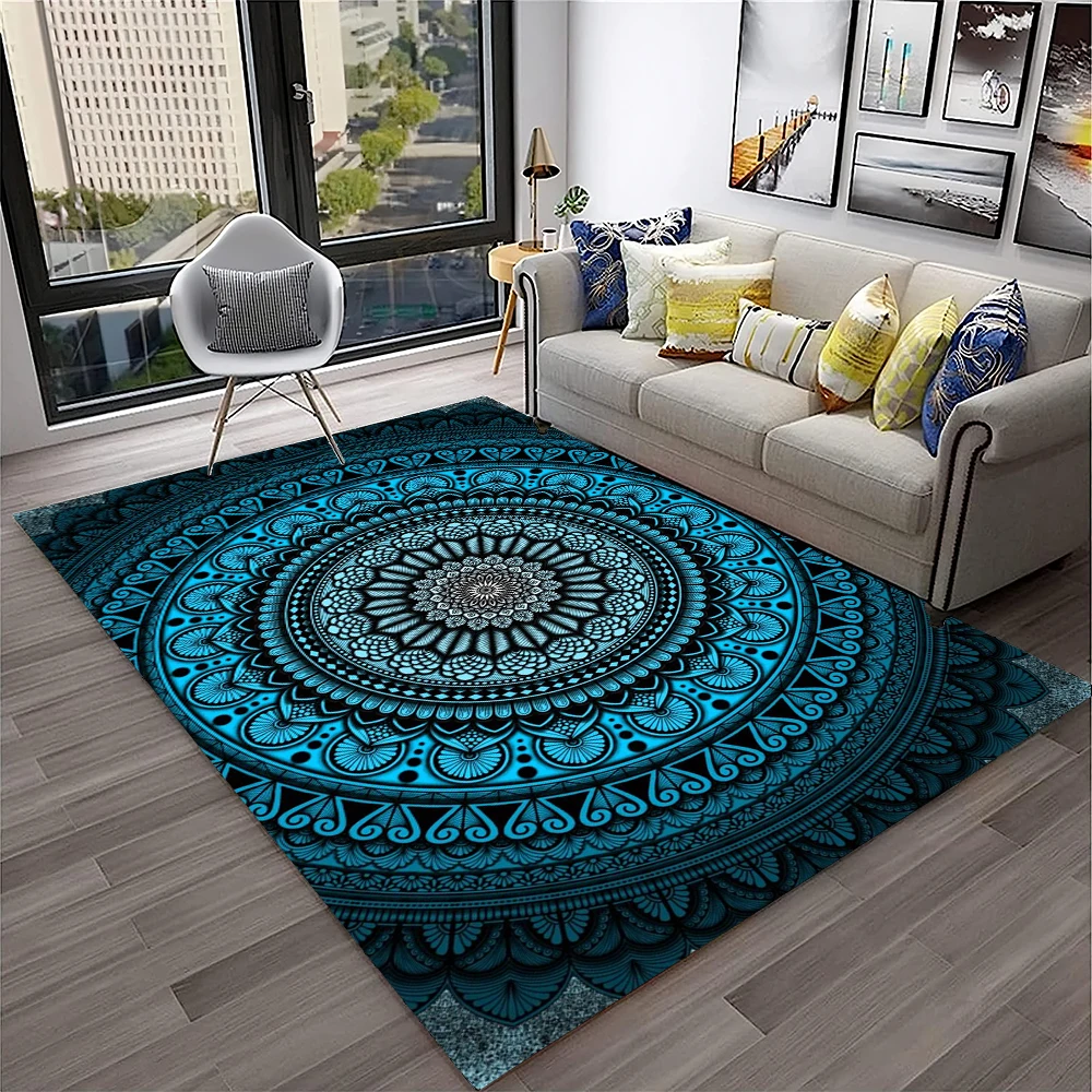 3D Mandala Bohemia Geometric Carpet Rug for Home Living Room Bedroom Sofa Kitchen Doormat Decor,Kid Area Rug Non-slip Floor Mat