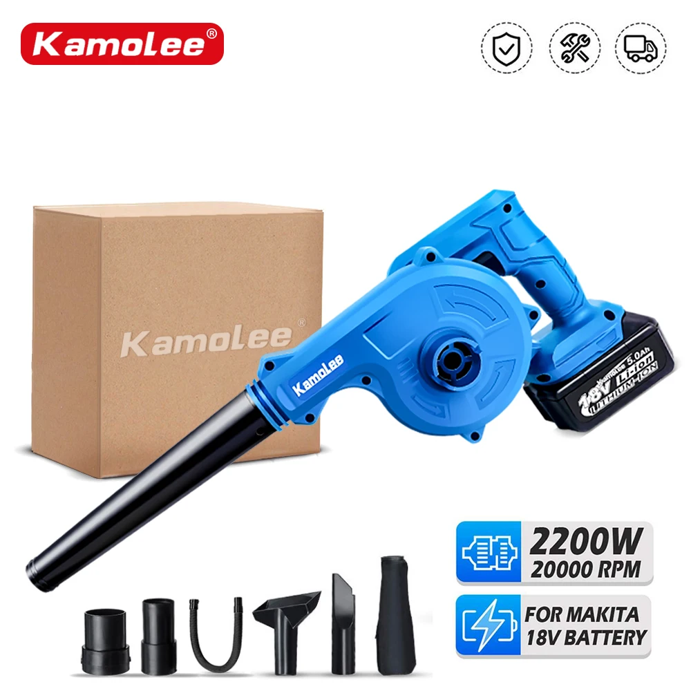 Kamolee 18V Garden Electric Blower Cordless Leaf Blower for Dust Blowing Dust Computer Collector Hair Dryer Power Tool