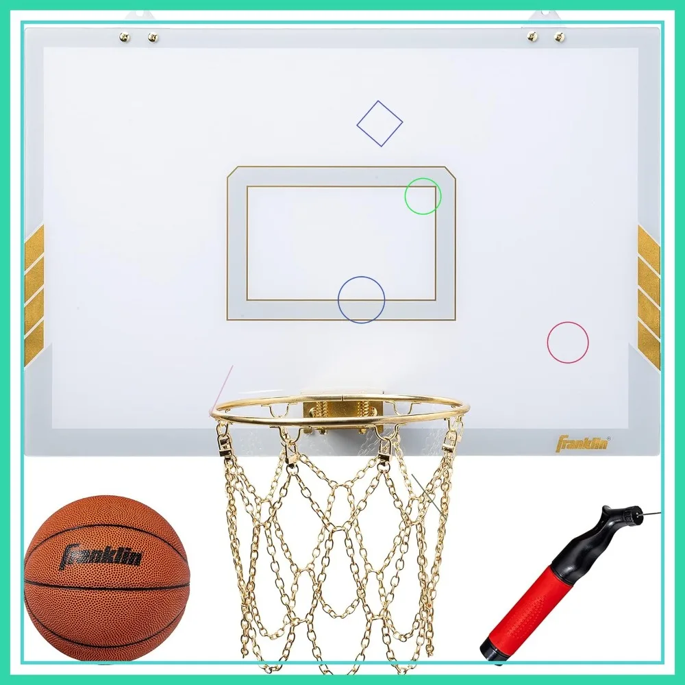 

Premium Gold Chrome Wall Mounted Mini Basketball Hoop Set with Ball & Pump - Perfect Bedroom Game Accessory for Teens & Adults