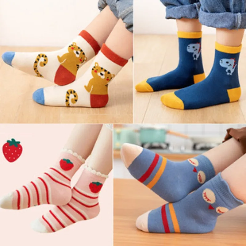 Children Socks Cartoon Socks For Kids 5pieces/lot Girls School Socks 1-9T Teenager Stuff Soft Boys Socks Toddler Knee Clothing