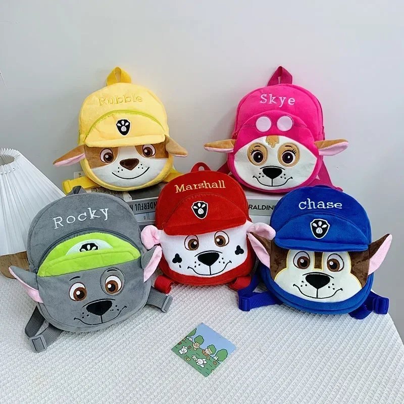 Paw Patrol Cartoon Plush Backpacks for Children Marshall Rubble Chase Skye Anime Figures Puppy Kindergarten School Bags Gifts