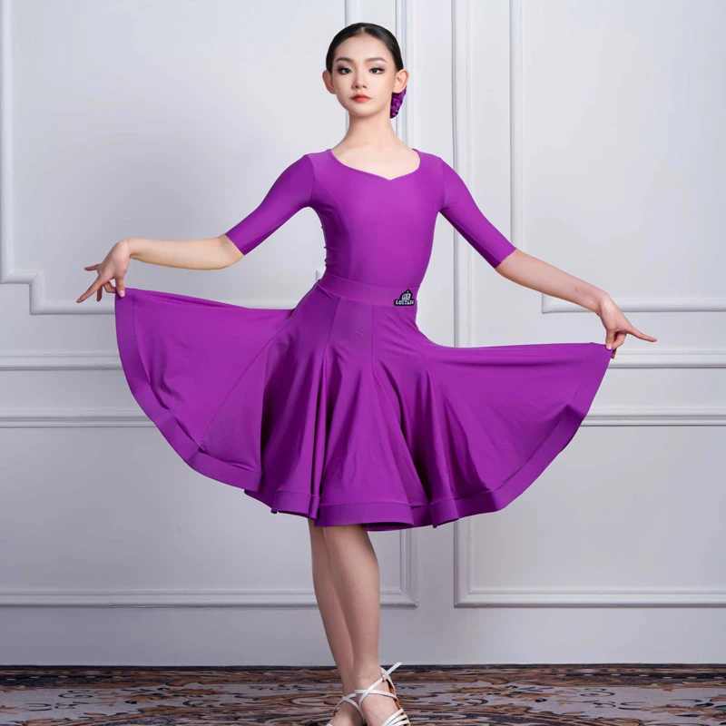 

Multicolored children's Latin dance standard dress professional competition dress girls Latin skirt dance competition dress