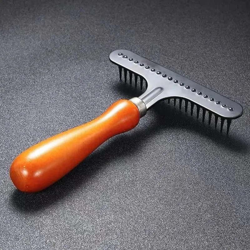 Herramienta de desenredado de madera para pelo largo y corto de mascotas, rastrillo para debajo del pelaje para perros y gatos
