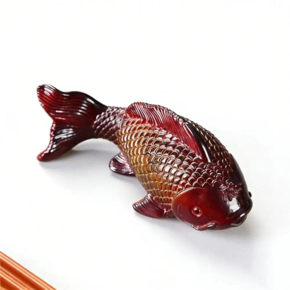 Color Changing Goldfish Tea Table Ornament Heat Sensitive Resin Tea Play Decoration Gold Kung Fu Tea Set