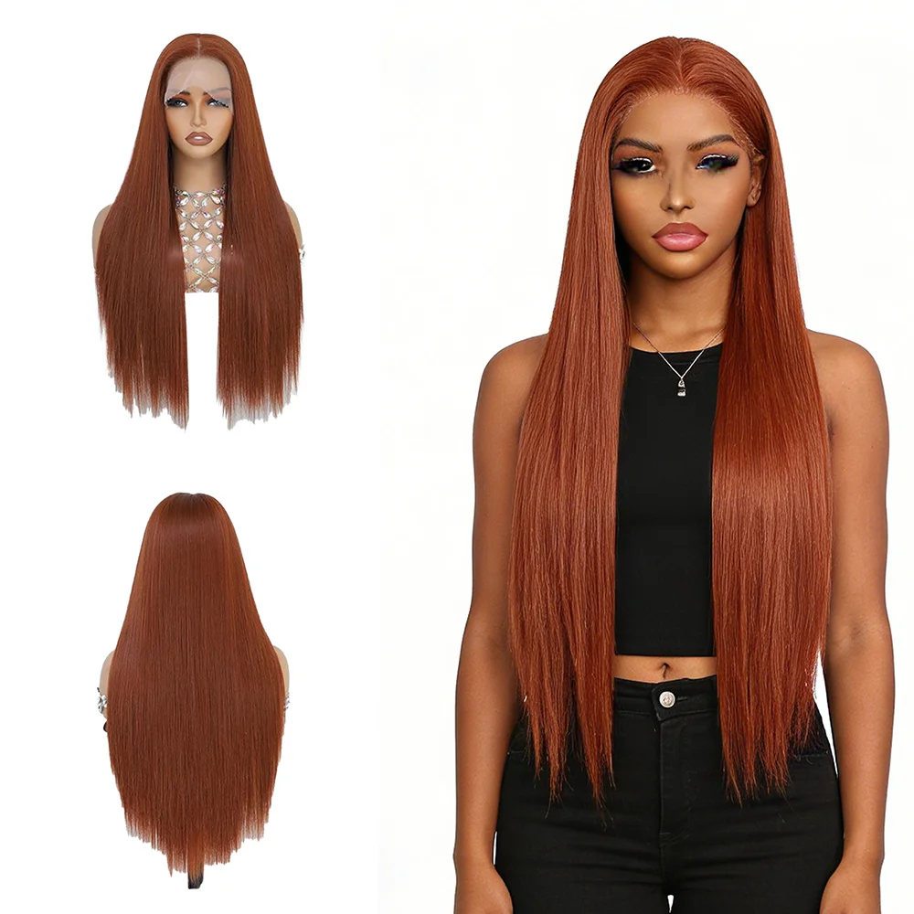 13×4-hd-lace-front-wig-ginger-brown-silky-straight-long-pre-plucked-natural-hairline-glueless-wig-for-women-halloween-party