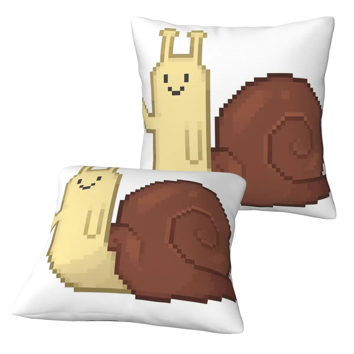 Snail Waving Pixel Art 2 pcs Square Pillowcase Pillow Cover Cushion Zip Decorative Comfort Throw Pillow for Home Sofa