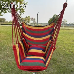 Boho Canvas Hammock Outdoor Furniture Camping Hammock Chair for Garden Patio Camp Stripe Portable Travel Swing Chair Hanging Bed
