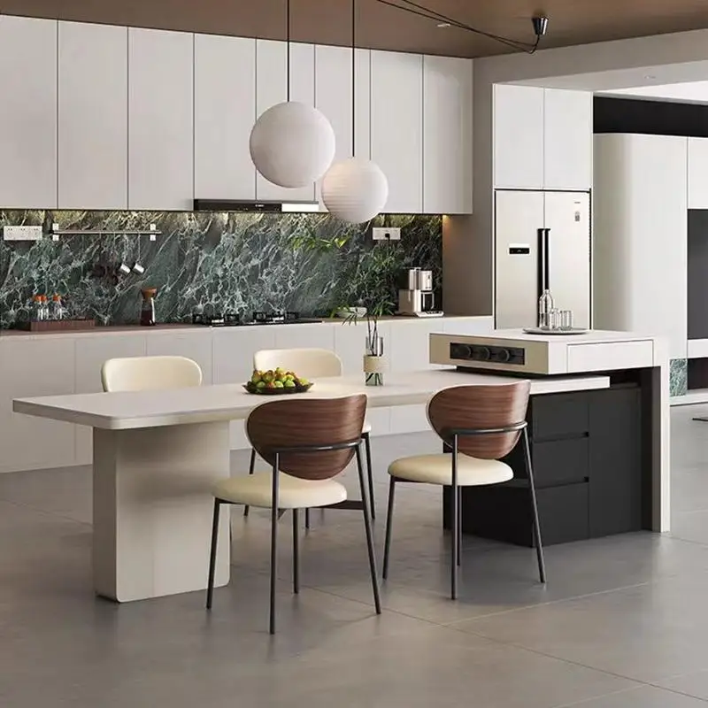 Minimalist Luxury Dining Chairs Iron Leg with PU Leather Backrest Chair Upholstered Seat Kitchen Restaurant Hotel Coffee Shop