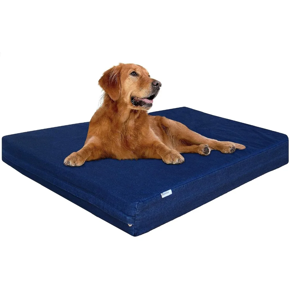 

Extra Large Orthopedic Waterproof Memory Foam Dog Bed with Durable Denim Cover for Large Dogs and Extra Pet Bed Cover, 47X29X4