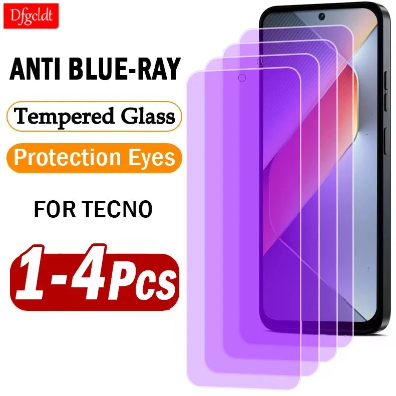 

1-4 шт. Защитное закаленное стекло с защитой от синего света для Tecno Pova 6 5 Pro Neo Pop 9 8 Защитная пленка для экрана для Spark Go 1 1S 2024 2023